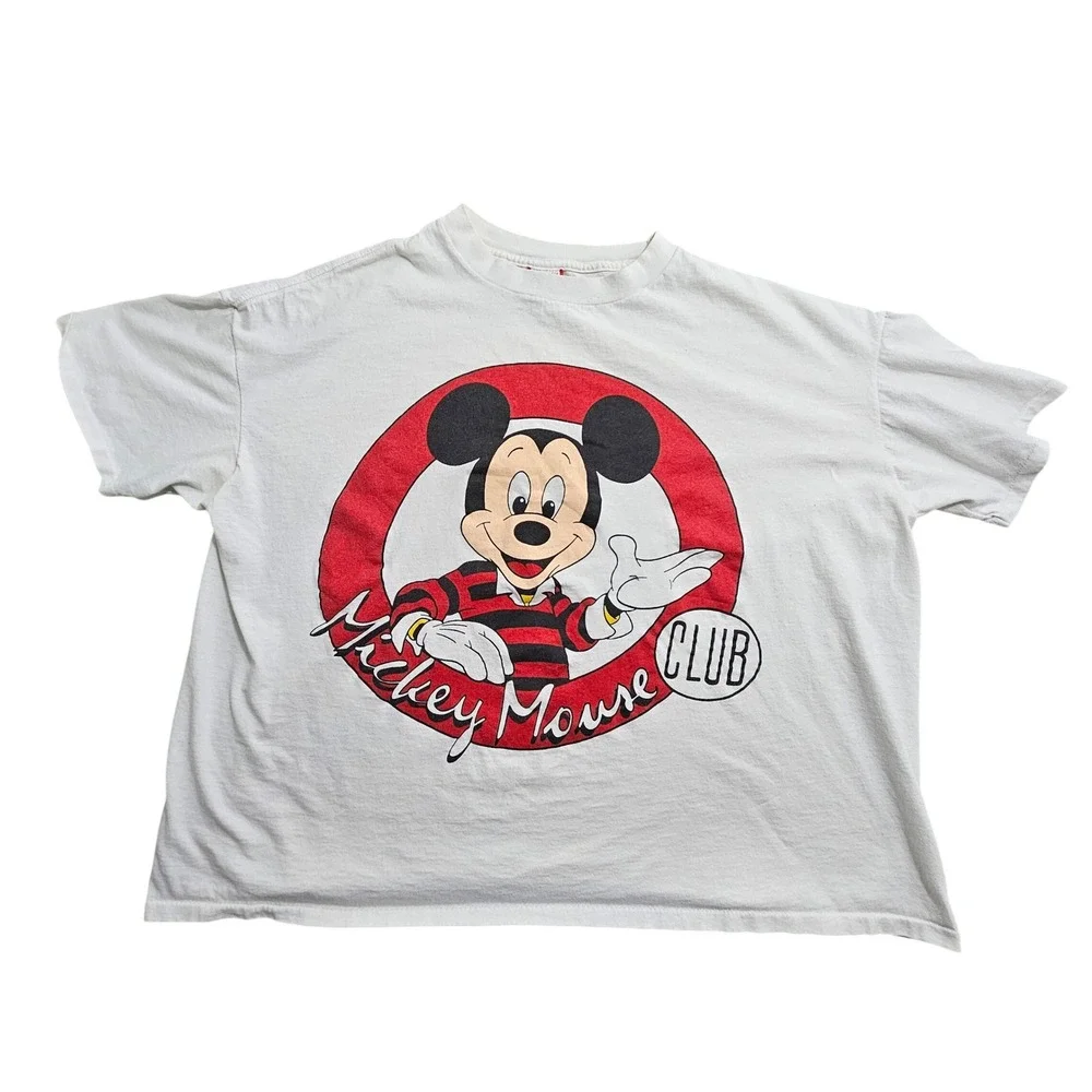 Disney Designs Mickey‎ Mouse Club T-Shirt Unisex XXXXL White Vintage Graphic T *